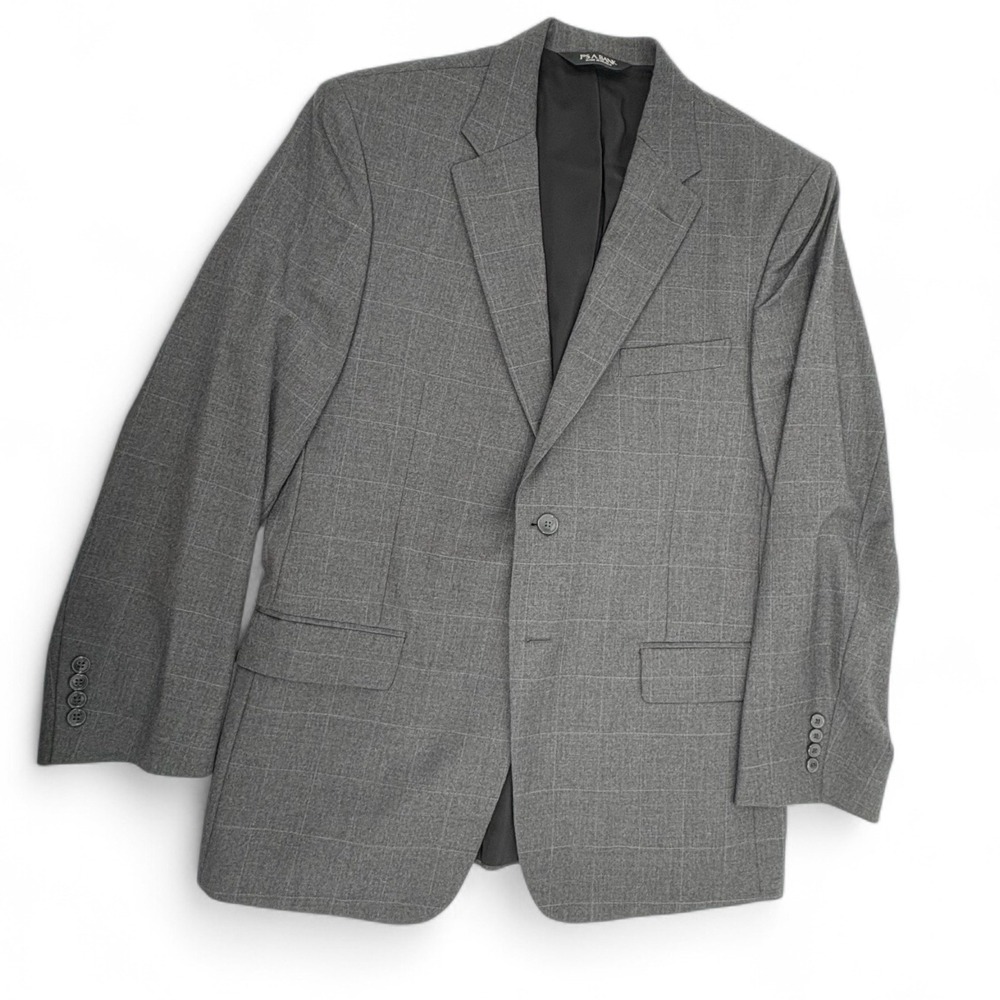 Jos A Bank Men's Traveler‎ Wool Sport Coat Blazer Gray Check Windowpane Size 43R